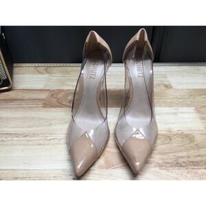 Schutz Cendi Women's 8 Beige Patent Leather Slip-On Pointed Toe High Heel Pumps
